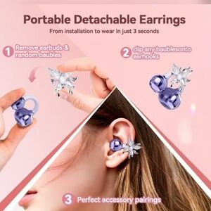 LIFEBEE Purple Clip Earbuds with Detachable Earrings